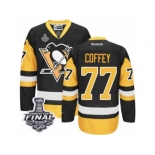 Men's Reebok Pittsburgh Penguins #77 Paul Coffey Authentic Black Gold Third 2017 Stanley Cup Final NHL Jersey