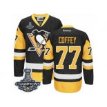 Men's Reebok Pittsburgh Penguins #77 Paul Coffey Premier Black Gold Third 2017 Stanley Cup Champions NHL Jersey