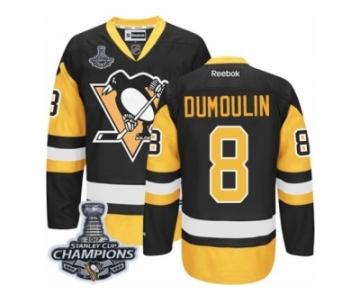 Men's Reebok Pittsburgh Penguins #8 Brian Dumoulin Premier Black Gold Third 2017 Stanley Cup Champions NHL Jersey