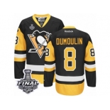 Men's Reebok Pittsburgh Penguins #8 Brian Dumoulin Premier Black Gold Third 2017 Stanley Cup Final NHL Jersey