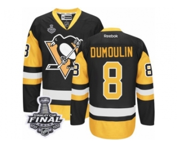 Men's Reebok Pittsburgh Penguins #8 Brian Dumoulin Premier Black Gold Third 2017 Stanley Cup Final NHL Jersey