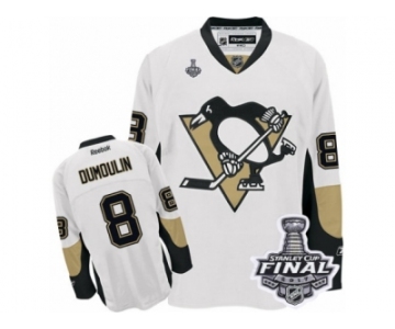 Men's Reebok Pittsburgh Penguins #8 Brian Dumoulin Premier White Away 2017 Stanley Cup Final NHL Jersey