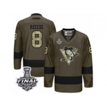 Men's Reebok Pittsburgh Penguins #8 Mark Recchi Premier Green Salute to Service 2017 Stanley Cup Final NHL Jersey