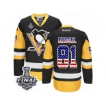 Men's Reebok Pittsburgh Penguins #81 Phil Kessel Authentic Black Gold USA Flag Fashion 2017 Stanley Cup Final NHL Jersey