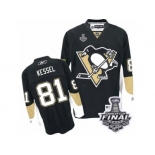 Men's Reebok Pittsburgh Penguins #81 Phil Kessel Authentic Black Home 2017 Stanley Cup Final NHL Jersey