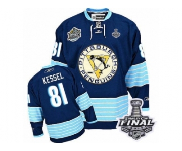 Men's Reebok Pittsburgh Penguins #81 Phil Kessel Authentic Navy Blue Third Vintage 2017 Stanley Cup Final NHL Jersey