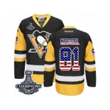 Men's Reebok Pittsburgh Penguins #81 Phil Kessel Premier Black Gold USA Flag Fashion 2017 Stanley Cup Champions NHL Jersey