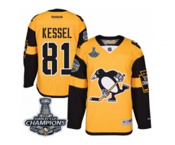 Men's Reebok Pittsburgh Penguins #81 Phil Kessel Premier Gold 2017 Stadium Series 2017 Stanley Cup Champions NHL Jersey