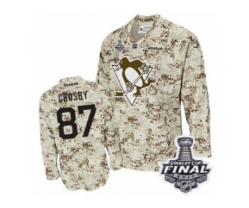 Men's Reebok Pittsburgh Penguins #87 Sidney Crosby Authentic Camouflage 2017 Stanley Cup Final NHL Jersey