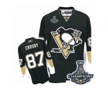 Men's Reebok Pittsburgh Penguins #87 Sidney Crosby Premier Black Home 2017 Stanley Cup Champions NHL Jersey