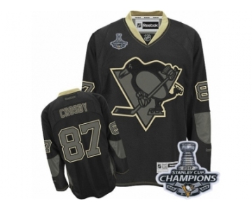 Men's Reebok Pittsburgh Penguins #87 Sidney Crosby Premier Black Ice 2017 Stanley Cup Champions NHL Jersey