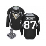 Men's Reebok Pittsburgh Penguins #87 Sidney Crosby Premier Black Practice 2017 Stanley Cup Final NHL Jersey