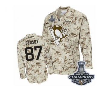 Men's Reebok Pittsburgh Penguins #87 Sidney Crosby Premier Camouflage 2017 Stanley Cup Champions NHL Jersey