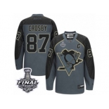 Men's Reebok Pittsburgh Penguins #87 Sidney Crosby Premier Charcoal Cross Check Fashion 2017 Stanley Cup Final NHL Jersey