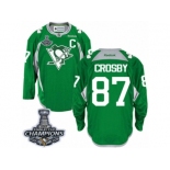 Men's Reebok Pittsburgh Penguins #87 Sidney Crosby Premier Green Practice 2017 Stanley Cup Champions NHL Jersey