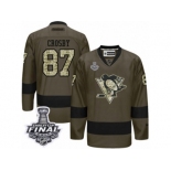 Men's Reebok Pittsburgh Penguins #87 Sidney Crosby Premier Green Salute to Service 2017 Stanley Cup Final NHL Jersey