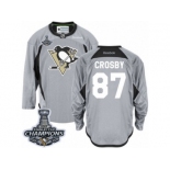 Men's Reebok Pittsburgh Penguins #87 Sidney Crosby Premier Grey Practice 2017 Stanley Cup Champions NHL Jersey