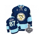 Men's Reebok Pittsburgh Penguins #87 Sidney Crosby Premier Navy Blue Third Vintage 2017 Stanley Cup Final NHL Jersey