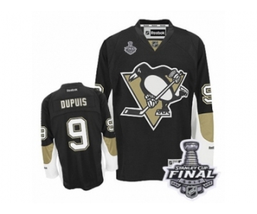 Men's Reebok Pittsburgh Penguins #9 Pascal Dupuis Authentic Black Home 2017 Stanley Cup Final NHL Jersey