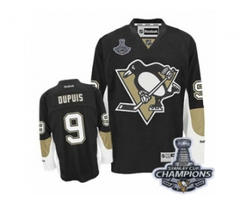 Men's Reebok Pittsburgh Penguins #9 Pascal Dupuis Premier Black Home 2017 Stanley Cup Champions NHL Jersey