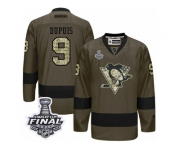 Men's Reebok Pittsburgh Penguins #9 Pascal Dupuis Premier Green Salute to Service 2017 Stanley Cup Final NHL Jersey