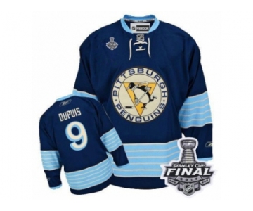 Men's Reebok Pittsburgh Penguins #9 Pascal Dupuis Premier Navy Blue Third Vintage 2017 Stanley Cup Final NHL Jersey