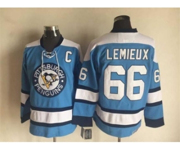 NHL Pittsburgh Penguins #66 Mario Lemieux Throwback blue jersey