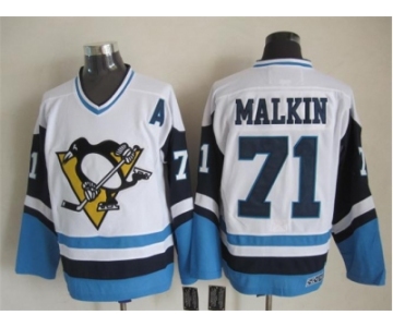 NHL Pittsburgh Penguins #71 Evgeni Malkin Throwback white-blue jerseys