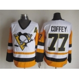 NHL Pittsburgh Penguins #77 Coffey Throwback white-yellow jerseys