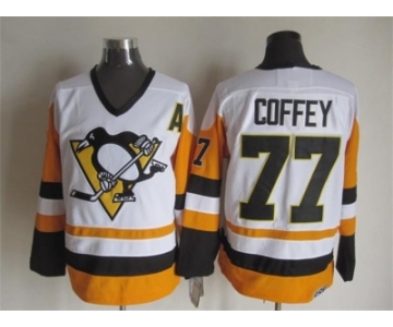 NHL Pittsburgh Penguins #77 Coffey Throwback white-yellow jerseys