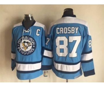 NHL Pittsburgh Penguins #87 Crosby Throwback blue jerseys