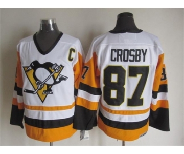 NHL Pittsburgh Penguins #87 Sidney Crosby Throwback white-yellow jerseys