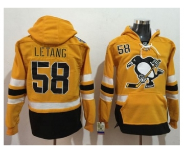 Pittsburgh Penguins #58 Kris Letang Gold Sawyer Hooded Sweatshirt 2017 Stadium Series Stitched NHL Jersey