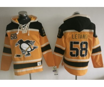 Pittsburgh Penguins #58 Kris Letang Gold Sawyer Hooded Sweatshirt Stitched NHL Jersey