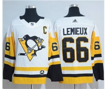 Pittsburgh Penguins #66 Mario Lemieux White Road Stitched Hockey Jersey