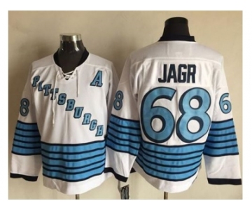 Pittsburgh Penguins #68 Jaromir Jagr White Light Blue CCM Throwback Stitched NHL Jersey