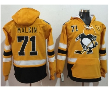 Pittsburgh Penguins #71 Evgeni Malkin Gold Sawyer Hooded Sweatshirt 2017 Stadium Series Stitched NHL Jersey