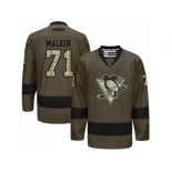 Pittsburgh Penguins #71 Evgeni Malkin Green Salute to Service Stitched NHL Jersey