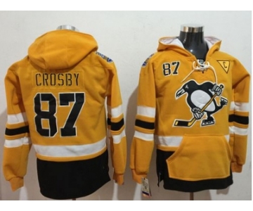 Pittsburgh Penguins #87 Sidney Crosby Gold Sawyer Hooded Sweatshirt 2017 Stadium Series Stitched NHL Jersey