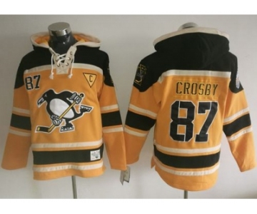 Pittsburgh Penguins #87 Sidney Crosby Gold Sawyer Hooded Sweatshirt Stitched NHL Jersey