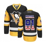 Reebok Pittsburgh Penguins #81 Phil Kessel Authentic Black Gold USA Flag Fashion NHL Jersey