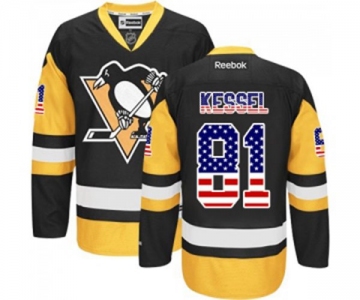 Reebok Pittsburgh Penguins #81 Phil Kessel Premier Black Gold USA Flag Fashion NHL Jersey