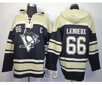 nhl jerseys pittsburgh penguins #66 lemieux black-cream[pullover hooded sweatshirt][patch C]