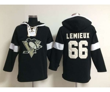 nhl jerseys pittsburgh penguins #66 lemieux black-white[pullover hooded sweatshirt]