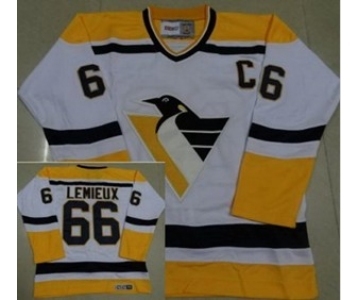 nhl jerseys pittsburgh penguins #66 lemieux white-yellow[patch C]