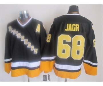 nhl jerseys pittsburgh penguins #68 jagr black-yellow[new]