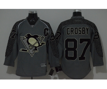 nhl jerseys pittsburgh penguins #87 sidney crosby grey [charcoal cross check]