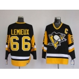 nhl pittsburgh penguins #66 lemieux m&n black