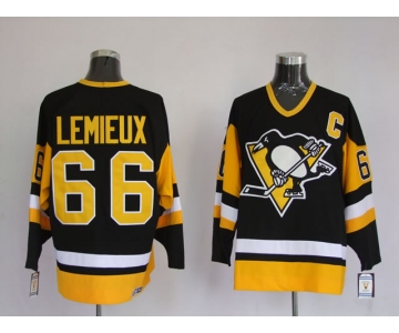 nhl pittsburgh penguins #66 lemieux m&n black