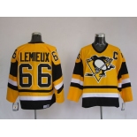 nhl pittsburgh penguins #66 lemieux m&n yellow